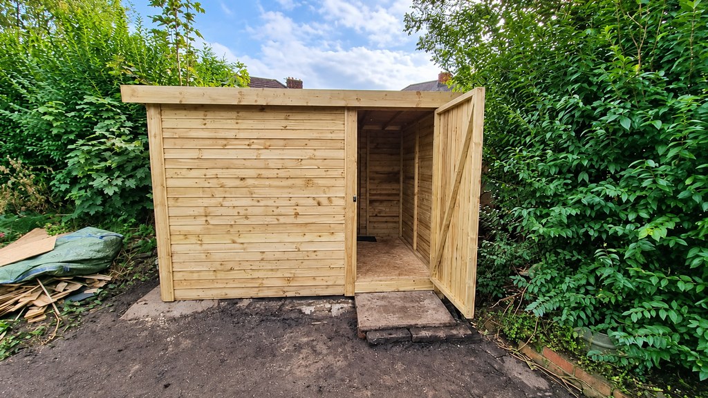 A 10 by 7 timber shed built on site